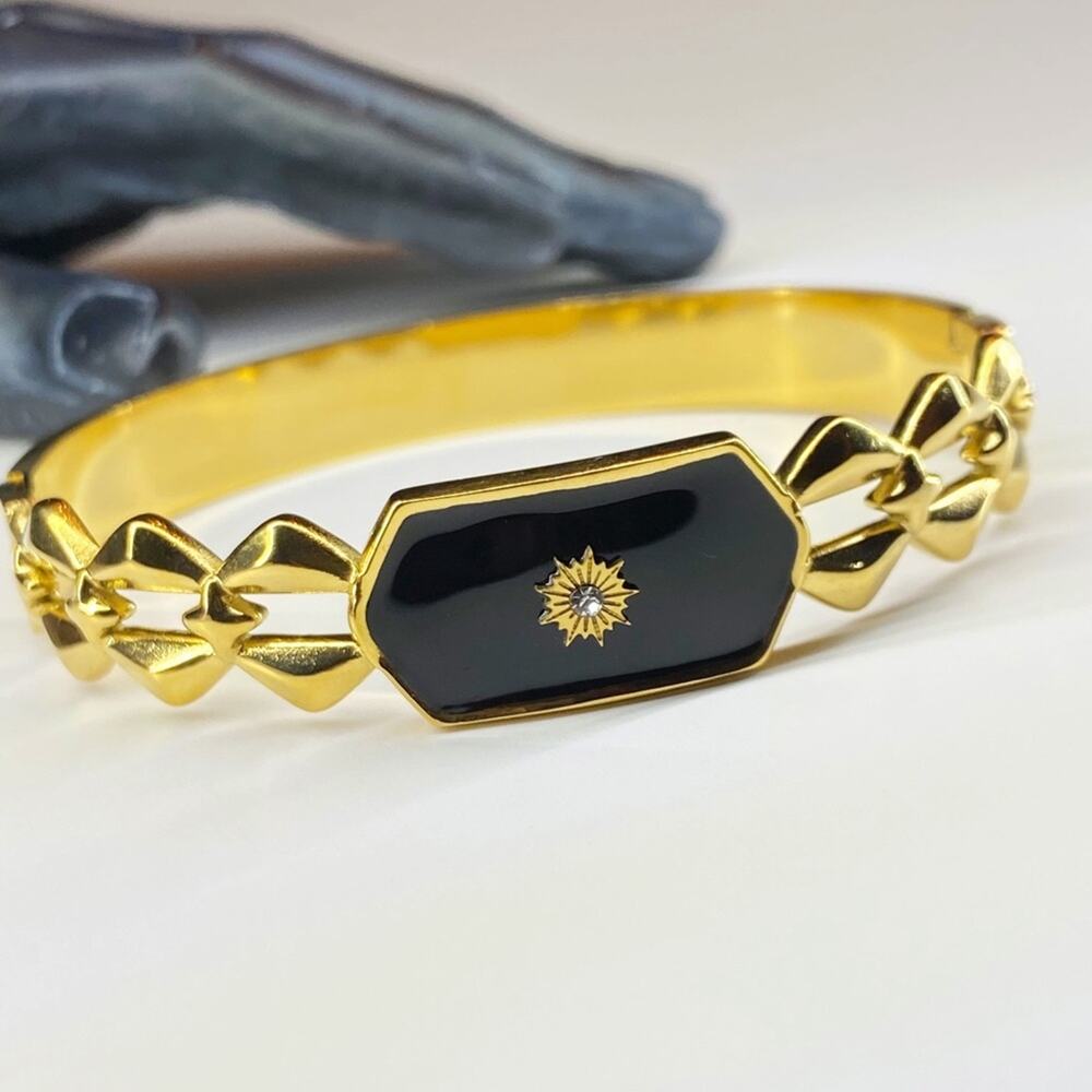 NEW Midnight Mood Gold & Rhinestone Bangle Bracelet
